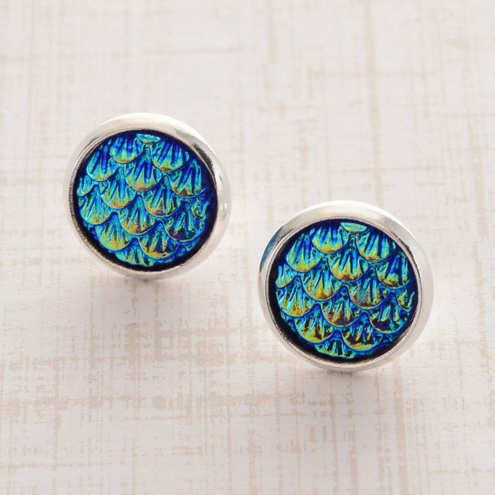 NEW Into the Blue Mermaid Scales Post Earrings